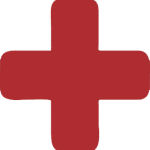 A simple red cross symbol with equal length arms, set against a white background, reminiscent of those often found in veterinarian clinics.